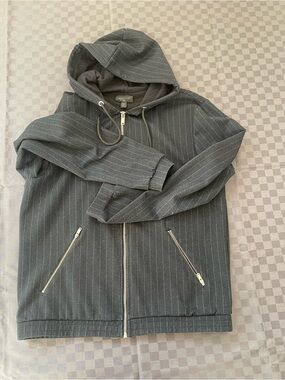 Pinstripe zip down sweater
